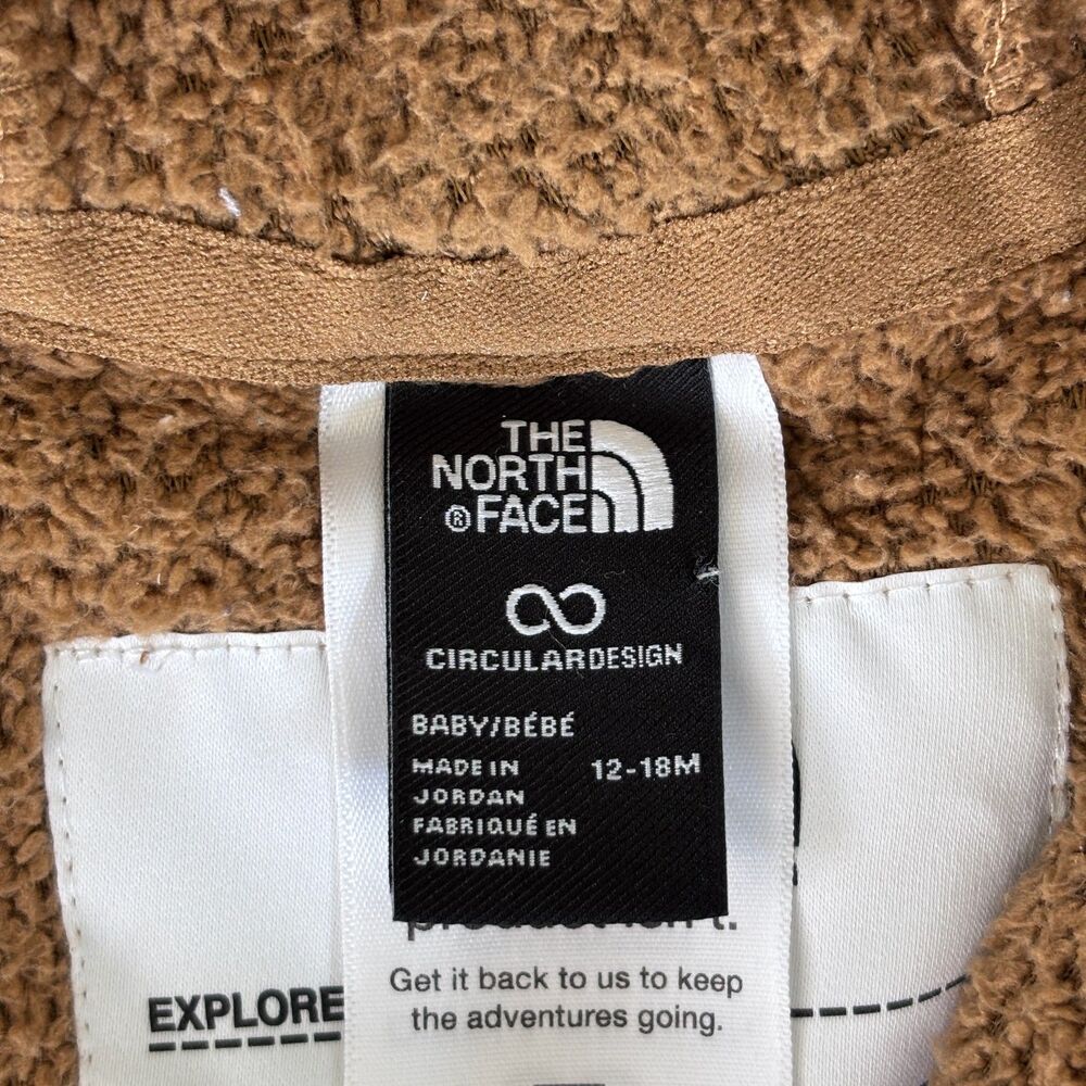 The North Face Baby 12-18M Campshire Bear Ears Teddy Brown Fleece Zip Hoodie - Picture 7 of 10
